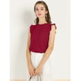 thumbnail image 2 of INSPIRE CHIC Blusas Elegante Sin Mangas Vintage De La Década De 1950 Con Volantes Para Oficina De Negocios Para Mujer borgo?a XL, 2 of 6