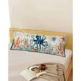 thumbnail image 5 of Coastal Octopus Body Pillow Cover 20 x 54 Inch Decorative Pillow Cover Summer Vintage Nautical Coral Starfish Lumbar Pillowcase Seasonal Rectangle Cushion Case for Couch Sofa Bed Living Room, 5 of 7