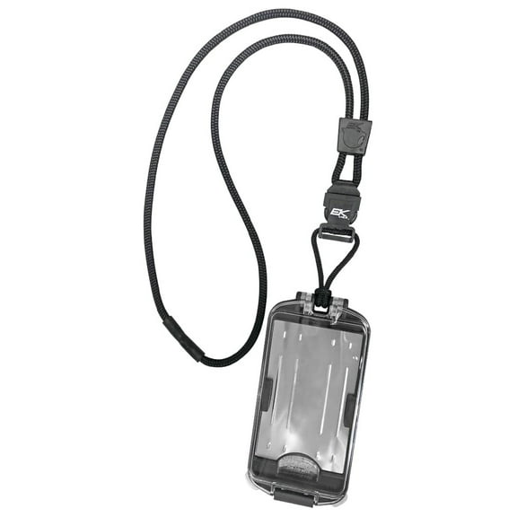 EK USA ID Badge Holder with Lanyard - FIPS 201 Approved - Black - TWIC, CAC, Military - Secure Card Protection - Detachable Breakaway