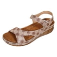 thumbnail image 6 of Orthopedic Sandals for Women Open Toe Cutout Slingback Platform Wedges with Arch Support Casual Summer Walking Beach Shoes Khaki Size 7, 6 of 7
