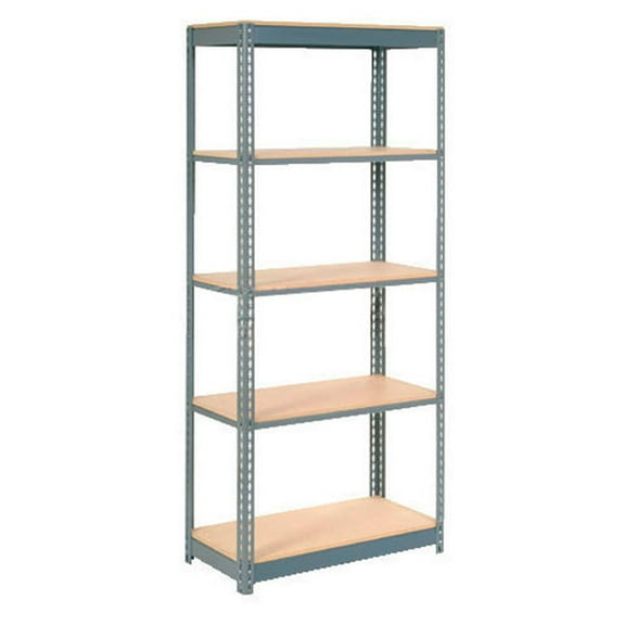 Global Industrial B2297444 Heavy Duty Shelving with 5 Shelves & Wood Deck - Gray - 48 x 18 x 84 in.