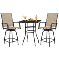 thumbnail image 2 of Homall 3-Piece Bar Height Patio Bar Set, 2 Swivel Textilene Stools with Tempered Glass Top Table, Weather Resistant Steel Frame, for Balcony Garden Poolside, Beige, 2 of 7