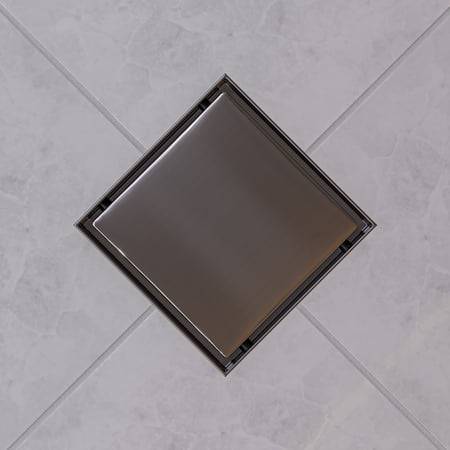 UPC: 0811413027580 | ALFI brand ABSD55B-BSS 5  x 5  Modern Square Polished Stainless Steel Shower Drain with Solid Cover