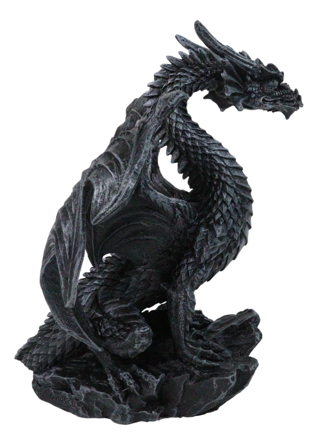 Draconis Watcher Guardian Stone Gargoyle Dragon On Rock Decorative Figurine 8"H