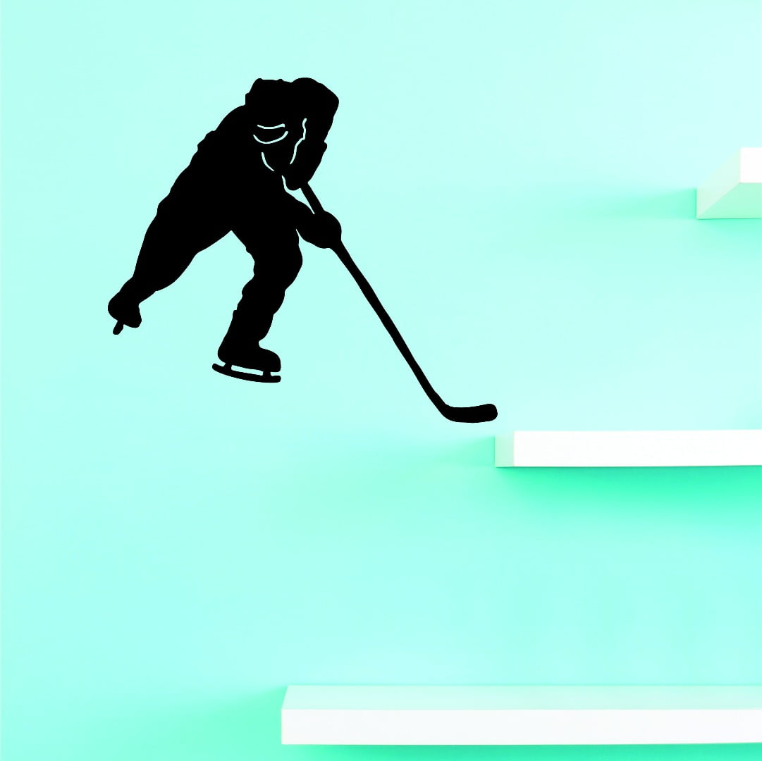 Custom Wall Decal Hockey Player Ice Skating Boy Teen Bedroom Vinyl Wall