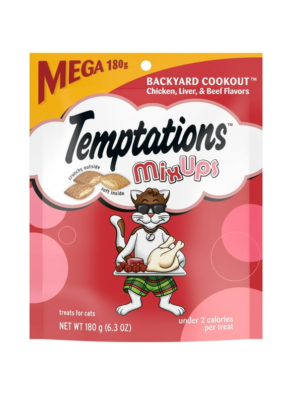 Temptations Mixups Backyard Cookout Flavor Crunchy And Soft Cat Treats, 6.3 Oz Pouch