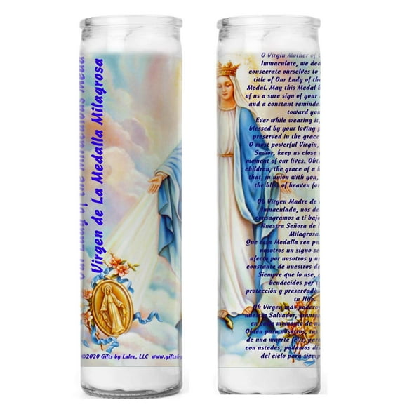 Gifts by Lulee, LLC Set of 2 Miraculous Medal Prayer Candles 2 Veladoras De La Milagrosa