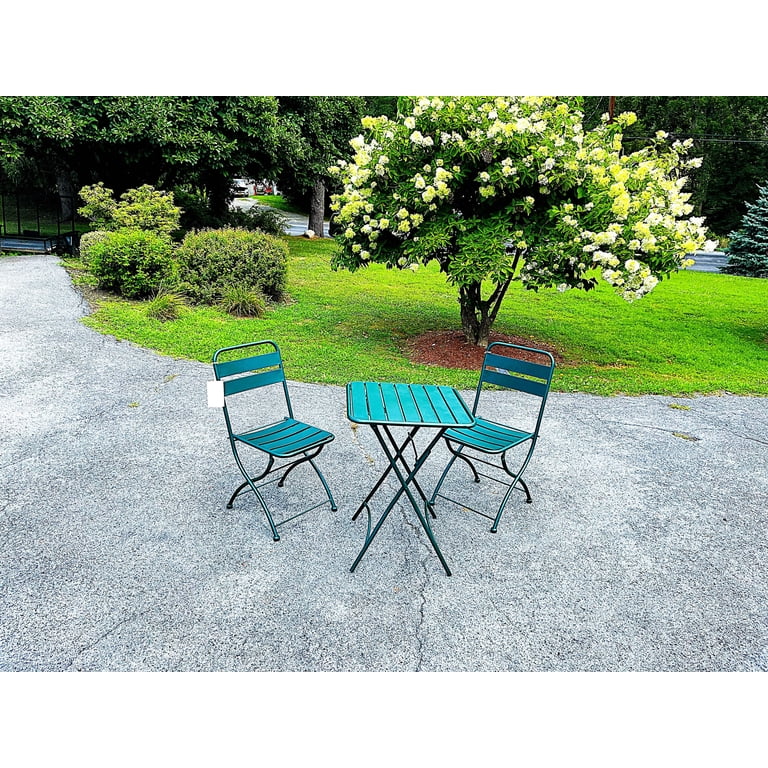 Nicole Miller Foldable Metal Bistro Set – 3 PC Contemporary