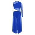 thumbnail image 3 of Raenseen Kids Girls Lyrical Dance Dress Contemporary Dance Dress Sheer Mesh Split Flowy Maxi Skirted Leotard Blue 8, 3 of 7