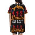 thumbnail image 6 of Uemuo Not All Who Wander Are Lost Hiking Pattern Women's Short-Sleeved Pajama, Button-Front Loungewear, 2-Piece Summer Sleepwear, Elastic Drawstring Shorts-Medium, 6 of 7