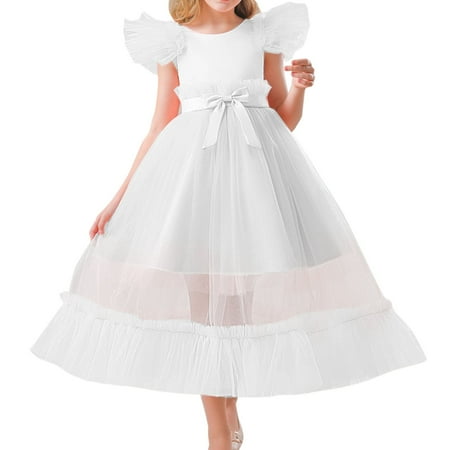 

2023 New Children s Dress Middle Big Children s Lace Wedding Dress Long Mesh Tutu Skirt Princess Dress Baby Girl Clothes