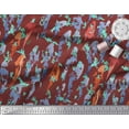 thumbnail image 2 of Soimoi Red Rayon Crepe Fabric Fish Ocean Print Fabric by Yard 46 Inch Wide, 2 of 2