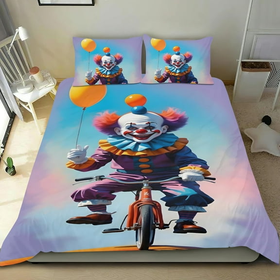 Pennywise Clown Themed Bed Sheet Set Three Piece Set 53x79 Inches Comfortable And Skin Friendly Unique Design Creating A Star Studded Night