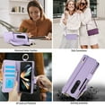 thumbnail image 6 of Allytechgroup Wallet Case for Samsung Galaxy Z Fold 3, RFID Blocking Multiple Cards Holder Zipper Pocket Hand Strap Shockproof Stand Phone Case with Crossbody Lanyard for Women Girls, Violet, 6 of 7