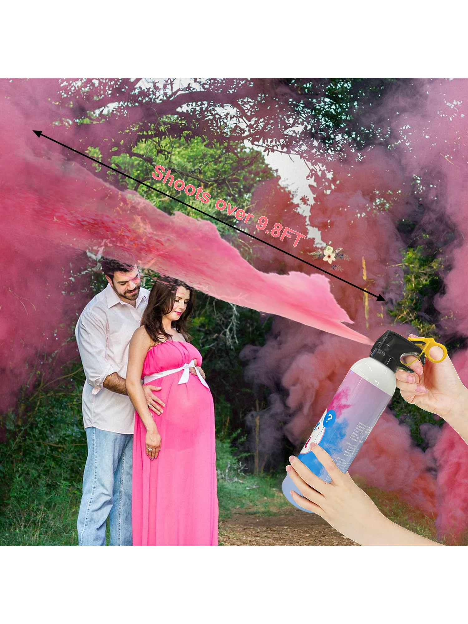 Microplushshop Baby Girl Gender Reveal Fire Extinguisher 2 packs 100% Biodegragable for Gender Reveal Party Decorations (Pink Girl)