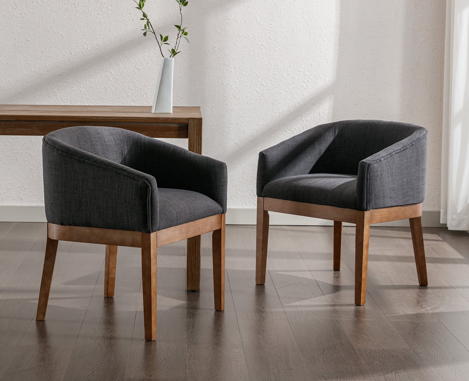 Guyou Modern Upholstered Dining Chairs Set of 2, Farmhouse Linen Kitchen & Dining Room Chairs