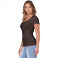 thumbnail image 2 of Camiseta de Canalé Entallada para Mujer, Color Marrón Oscuro, Talla XXL, 2 of 9