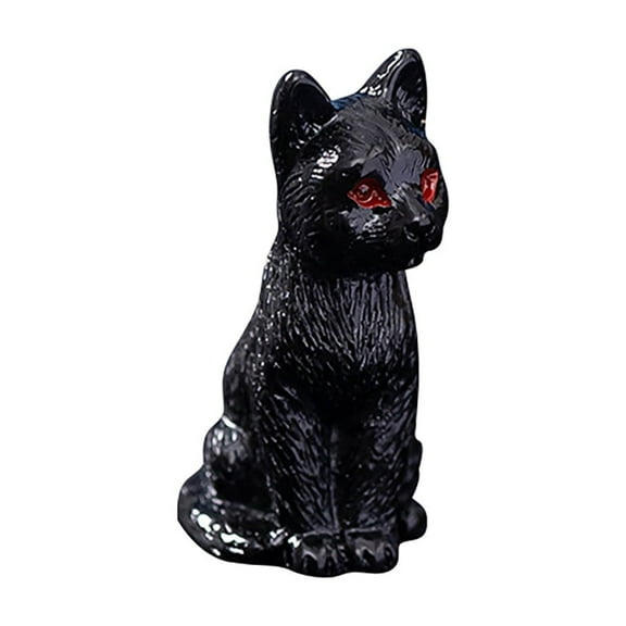Halloween Mini Black Cat Figurine, Spooky Resin Cat Ornament with Red Eyes, Table Decor for Tiered Tray, Vase Filler, Party Favors, Indoor Halloween Home Decor