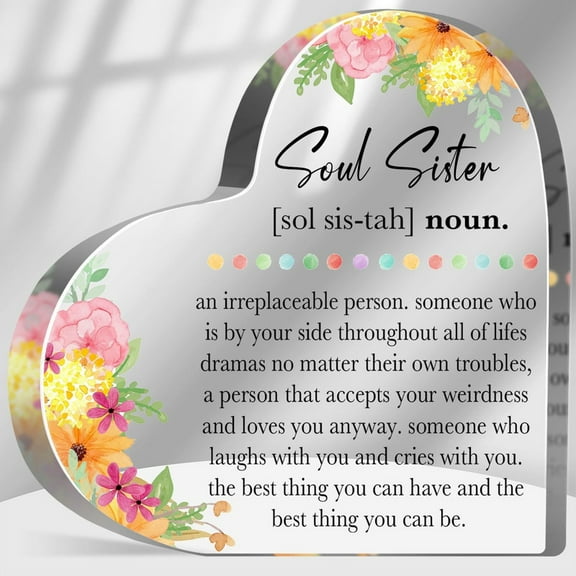 Soul Sister Keepsake Acrylic Sign Bff Birthday & Friendship Desk Decor Plaque For Besties Home 4X4 In Birthday Gifts For Women Men Office Home Patriotic Memorial Day Father'S Day