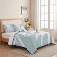 thumbnail image 7 of Quilts Twin Size, Summer Tropical Tree Soft Comforter Bedding Set for Bed, Coastal Sky Blue Palm Trees Lightweight Quilted Bedspread with Pillow Cover(2 Pieces) for All Season, 68x86 Inch, 7 of 7