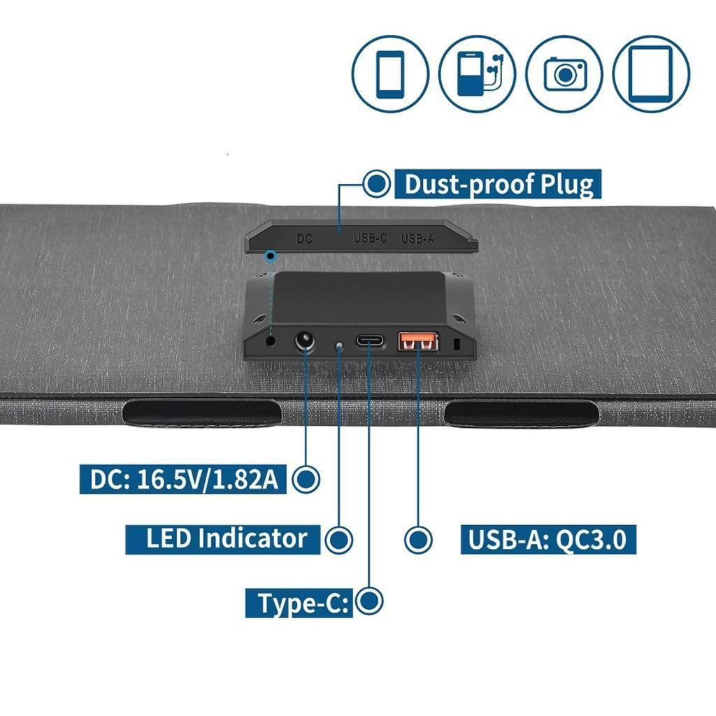30W ETFE Folding Solar Panel Waterproof Outdoor Hiking Solar Charging Solar Panel for Power Camera