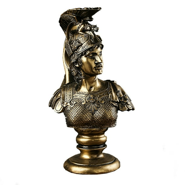 Escultura de busto de guerrero retro europeo de resina 20,2x13,5x37,2 cm