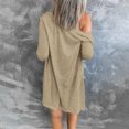 thumbnail image 4 of SELONE Summer Cardigans for Women Long Sleeve Tunic Open Front Cardigans Without Hoodie Solid Lightweight Beach Vacation Wear Khaki L, 4 of 5