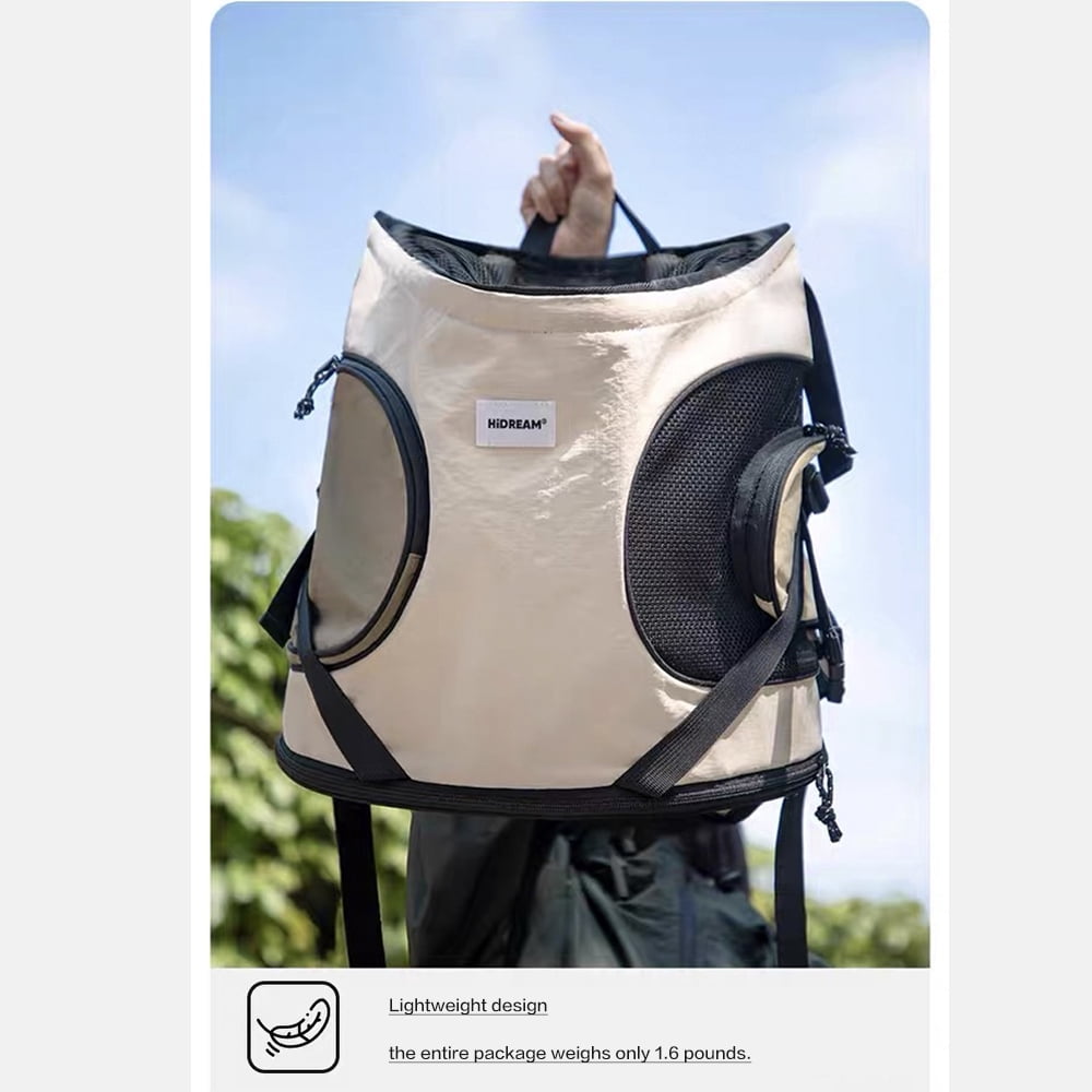 Mochoochoo Lightweight Beige Dog Front Carrier Hand-Free Backpack Medium 2 Pockets