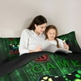 thumbnail image 4 of Manfei Sleep Play Repeat Twin Bedding Sets 7-Piece for Teens, Black Green Gamepad Bedding Comforter Set, Neon Abstract Reversible Sheet Sets, Lightweight Room Decor, 4 of 7