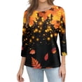 thumbnail image 4 of Womens Tops 3/4 Sleeve,Plus Size Fall Shirts for Women Casual Floral Printed Three Quarter Tunic top Loose Fit 3XL, 4 of 6