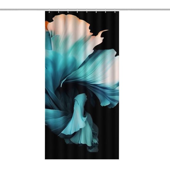 Chilfamy Abstract Teal Bloom Shower Curtain ,Watercolor Flowers Bathroom Shower Curtain, Waterproof Fabric Shower Curtain with Hooks