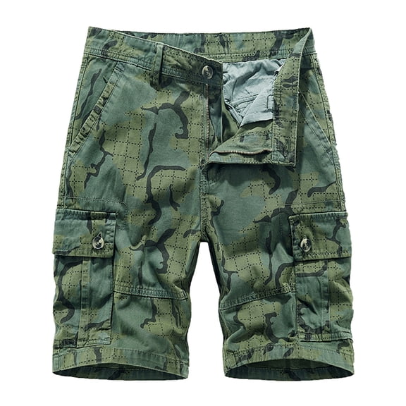 IROINNID Deals Cargo Shorts for Men Workwear Shorts Slim Fit Multi Pocket Zipper Straight Leg Five Piece Pants Sports Shorts,Olive Green