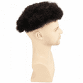 thumbnail image 2 of African American Wigs Mono Lace with PU Base Mens Hairpiece 120% Medium Density Tight Curly Human Hair Toupee #1 Jet Black (8x6 Inch), 2 of 7