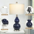 thumbnail image 2 of Cinkeda Coastal Double Gourd Ceramic Table Lamp Set of 2 for Living Room Bedroom 22" Nautical Blue Bedside Nightstand Lamp with White Shade, 2 of 7