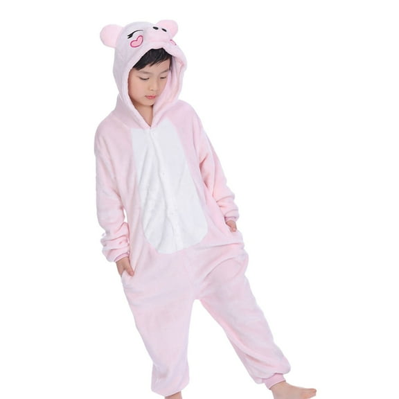 Hwmodou Girl Pajamas Flannel Children Cartoon Animals Conjoined Pajamas Breathable Comfortable Sleepwears,1-15Y