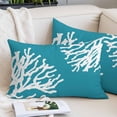 thumbnail image 2 of Teal Blue Coral Coastal Throw Pillow Covers, Nautical Ocean Summer Beach Soft Breathable Pillow Cases with Invisible Zipper for Sleeping, Toddler Pillowcases for Couch Bed Sofa Chair 12x20 Inches, 2 of 9