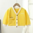 thumbnail image 2 of AOMPMSDX Children's Knitwear Spring And Autumn Coats Boys' Sweaters Baby Clothes Girls' Knitted Baby Cardigan Children's Clothes Girls Coat&jacket Yellow 6 Months-12 Months, 2 of 5