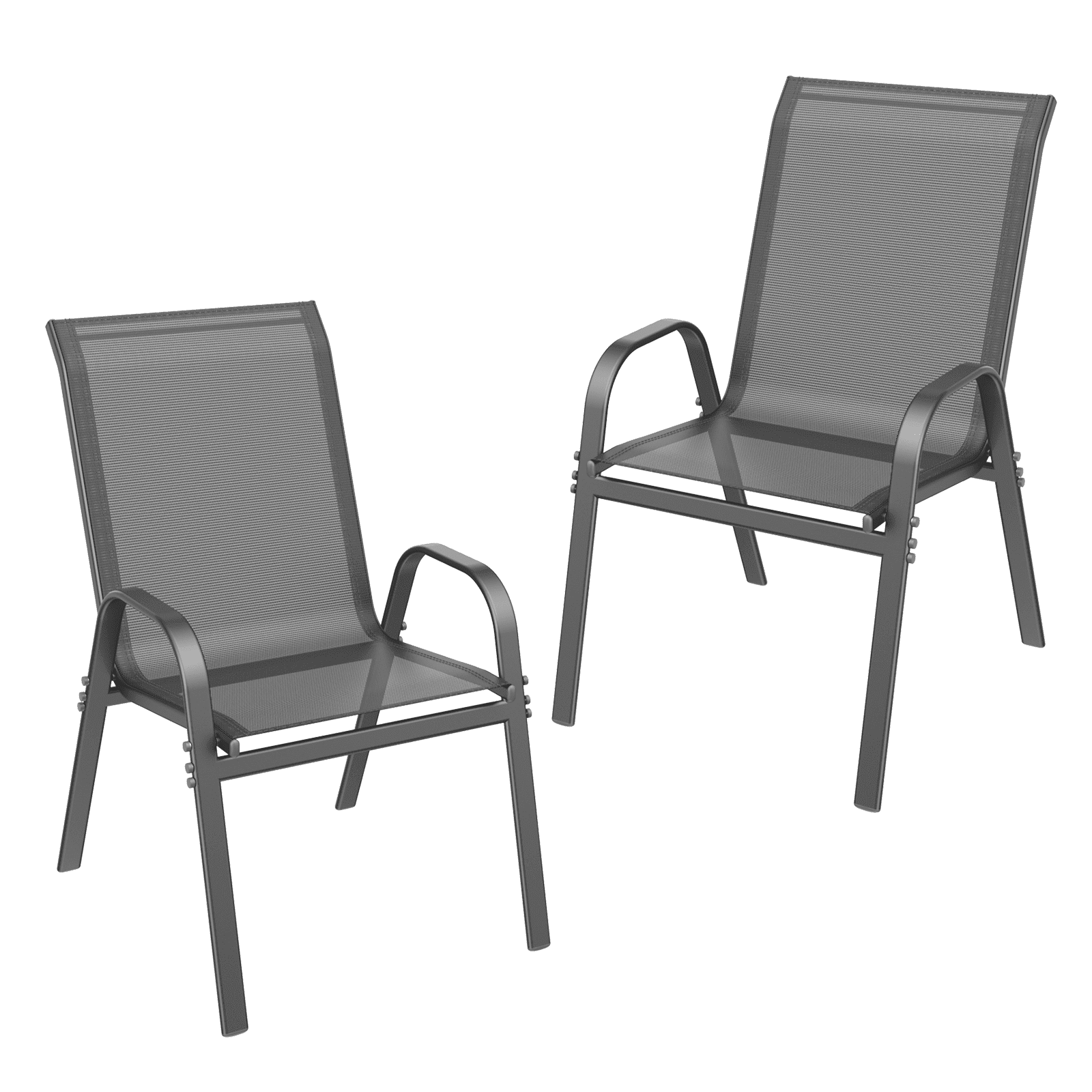 Vitarpatio Outdoor Patio Dining Chairs Set of 2, Stackable Patio Chairs Metal Outdoor Chairs High Back Textilene Armchairs