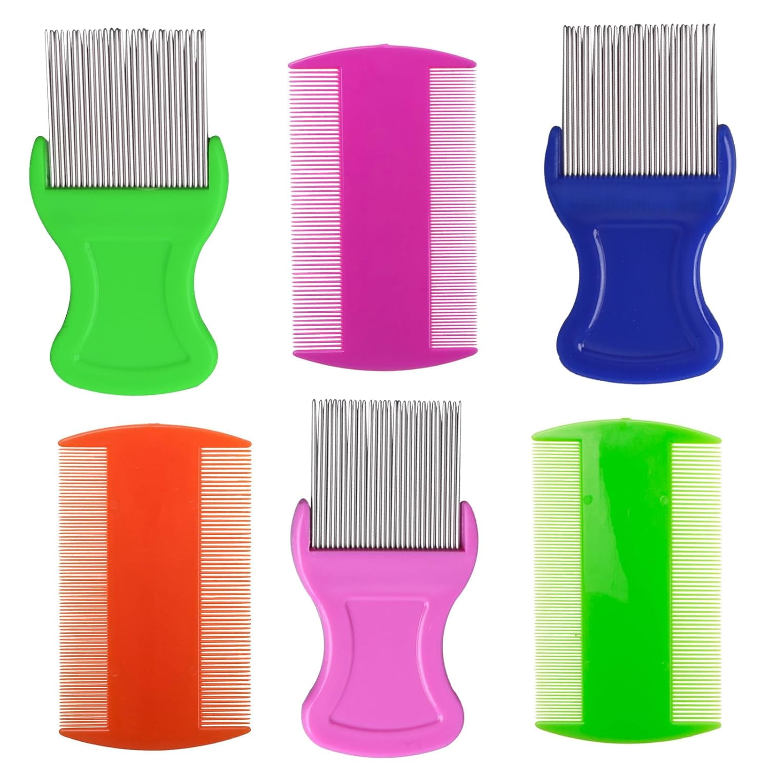 ACDANC 6 Pack Flea Lice Combs Removal Dandruff Comb with Metal Teeth Double Sided Fine Combs Metal Teeth Flea Lice Combs for Pets Kids Adults Metal Teeth Lice Comb (Random)