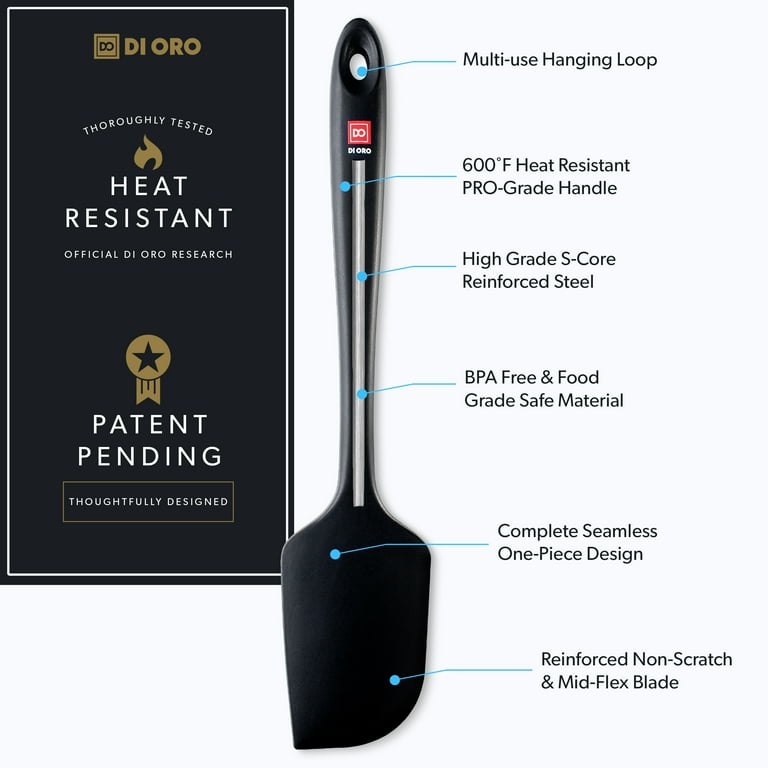 di Oro Living kitchen spatulas for nonstick cookware - silicone turner  spatula set - cooking spatulas silicone heat-resistant up to 600f 