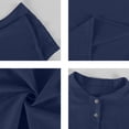 thumbnail image 5 of Men's Cotton Linen Henley Shirt 2026 Short Sleeve Button Down Shirts Solid Casual Summer Beach T-Shirts Navy M, 5 of 7