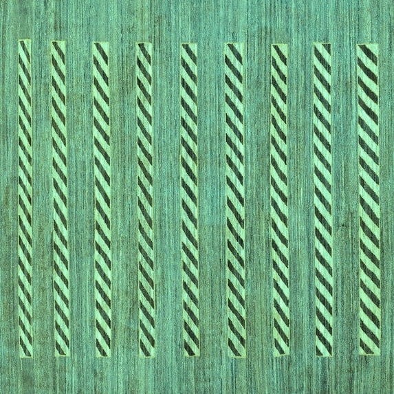 Ahgly Company Indoor Square Abstract Turquoise Blue Modern Area Rugs, 3' Square