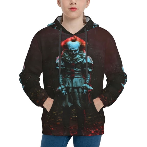 Pennywise Hoodie, Casual Unisex Youth Hoodie, Fashion Novelty Long Sleeve Pullover Sweatshirt Hooded For Kid, Teens And Adults