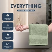 White Classic Hotel Collection Luxury Soft Cotton Hand Towels, Light Green, 16 x 30, 6 Pack