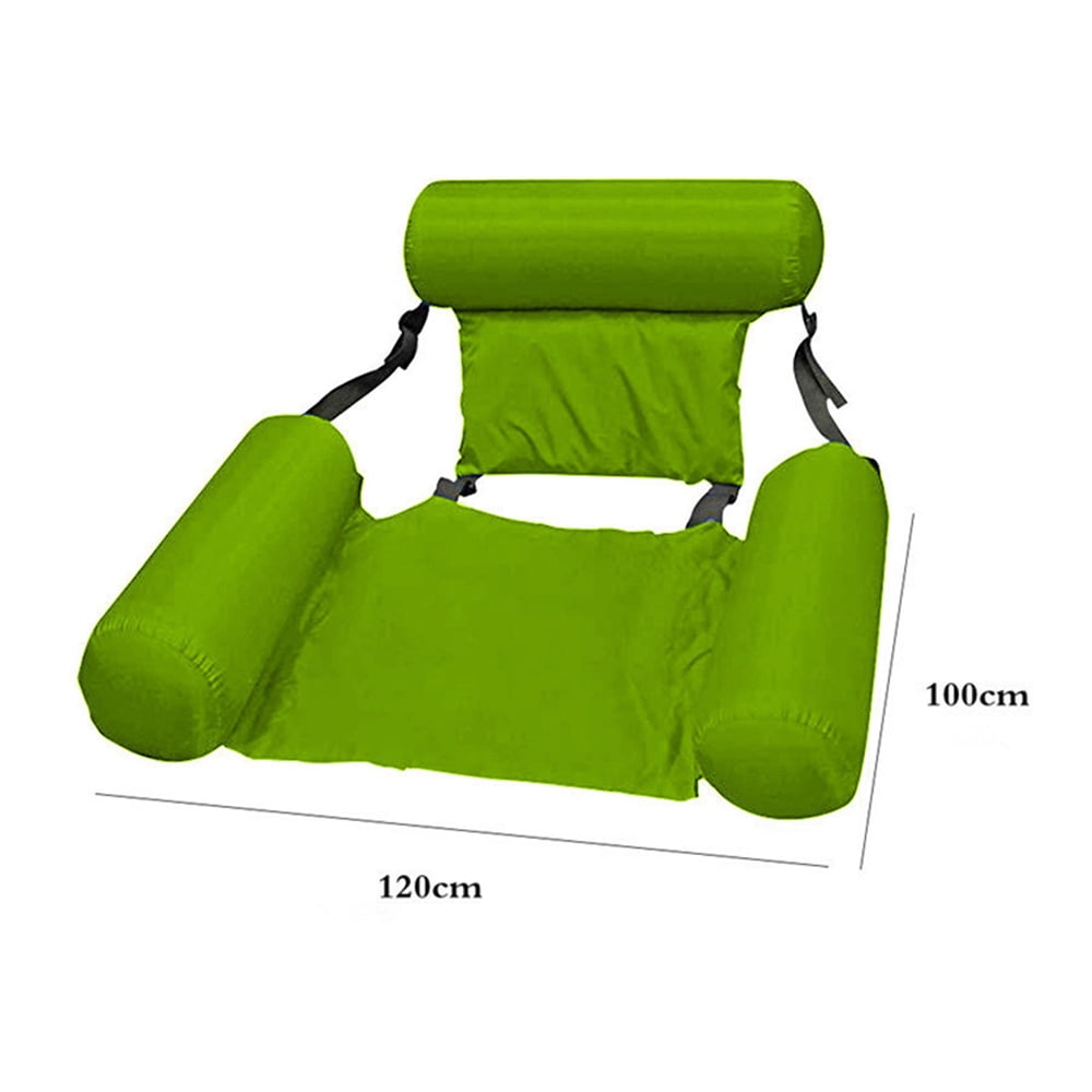 Inflatable Swimming Pool Float Lounge Sofa Foldable Dual-use Backrest Inflatable Hammock with Net Water Lounge Chair Floating Sofa Fabric Covered U-Seat Water Chair,Green 100 x 120cm 