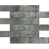 5 pack Coin Gray 11.8 in. x 11.8 in. Polished Glass Subway Mosaic Floor and Wall Tile (4.83 sq. ft./Case)