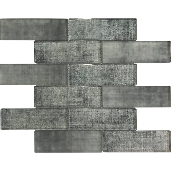 5 pack Coin Gray 11.8 in. x 11.8 in. Polished Glass Subway Mosaic Floor and Wall Tile (4.83 sq. ft./Case)
