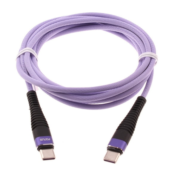 Type-C to USB-C Purple 10ft PD Cable for CAT S62 Phone - Fast Charger Cord Extra Long Power Wire Sync Braided D7P