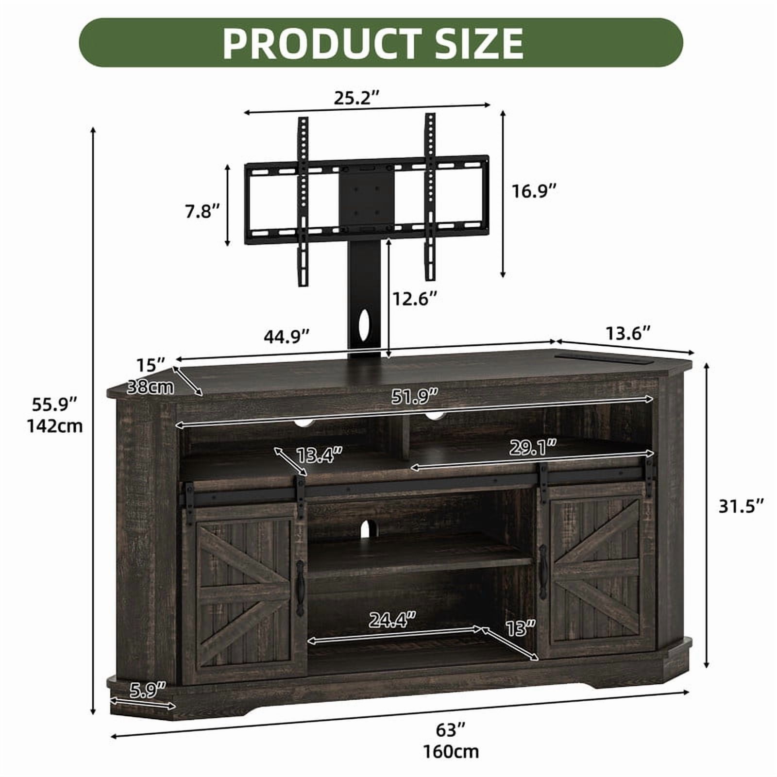 Uforic TV Stand for 70" TV with Mount, Farmhouse Entertainment Center with Power Outlets & Sliding Barn Doors, Dark Rustic Oak