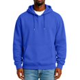 thumbnail image 4 of Mens Pullover Hoodie Solid Long Sleeve Casual Hooded Sweatshirt Drawstring Gym Top Front Pocket Soft Warm Cozy Top Blue XL, 4 of 5